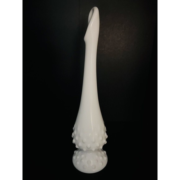 Fenton Other - Fenton Milk Glass Hobnail Swung 10" Vase Footed Vintage White Flowers USA EUC